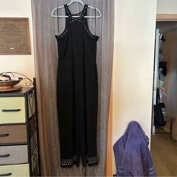 INC Womens Plus Studded Halter Jumpsuit - Deep Black - 2X - Picture 12 of 15